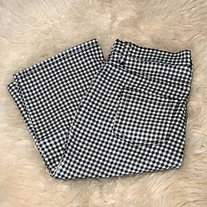 Black/ White Plaid Stretch Bermuda Shorts